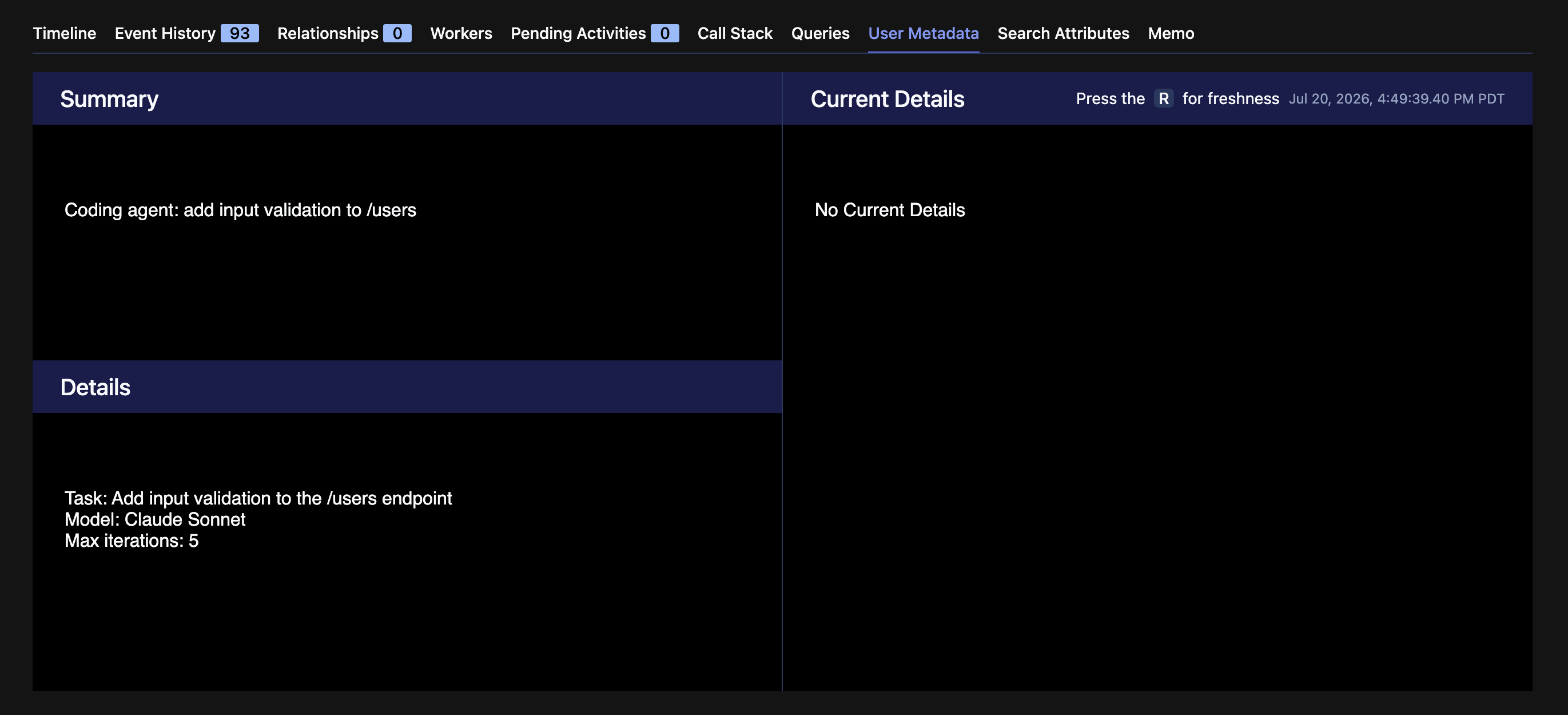 Workflow summary details