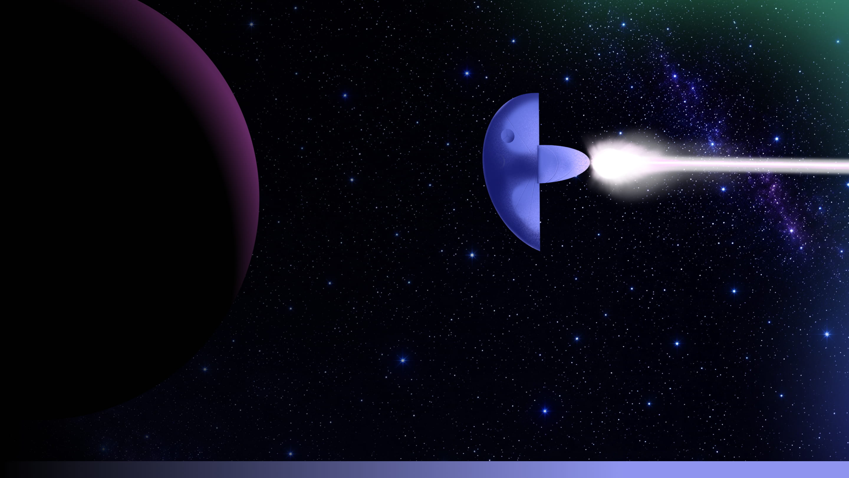 Graphic of a laser beam coming from abstract spaceship