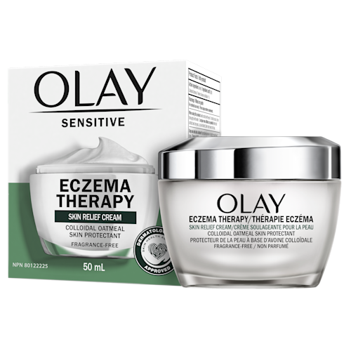 Olay Sensitive Eczema Therapy Face Moisturizer Skin Relief Cream, 50mL Fragrance-Free with Colloidal Oatmeal