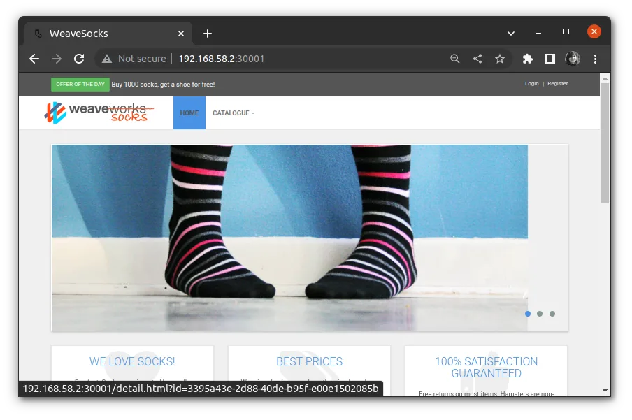 Access the front-end service to verify application