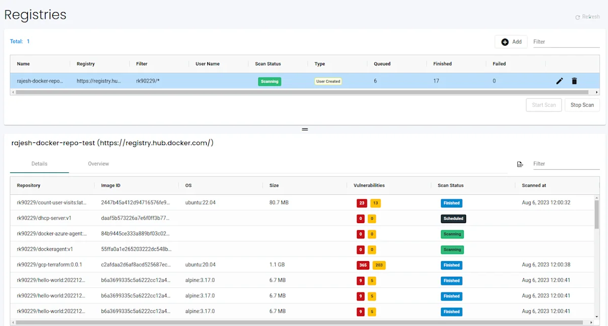 Registry scanning - NeuVector