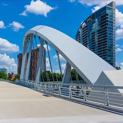 Overlooking a white bridge in Columbus, Ohio