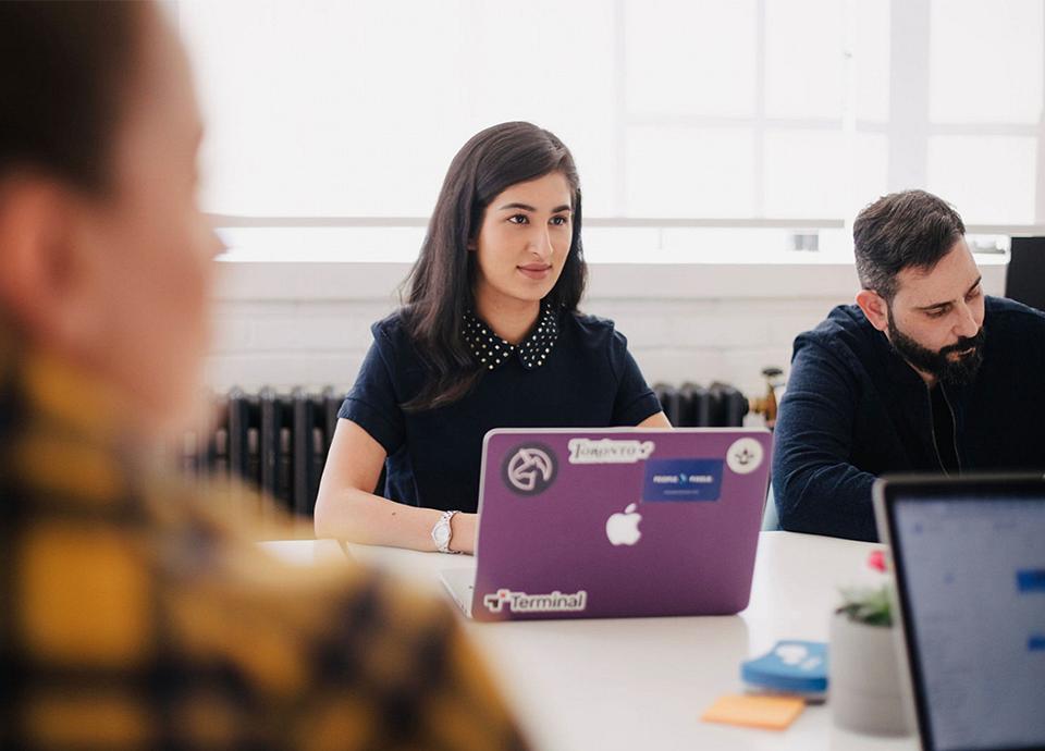 Girl at work in a meeting