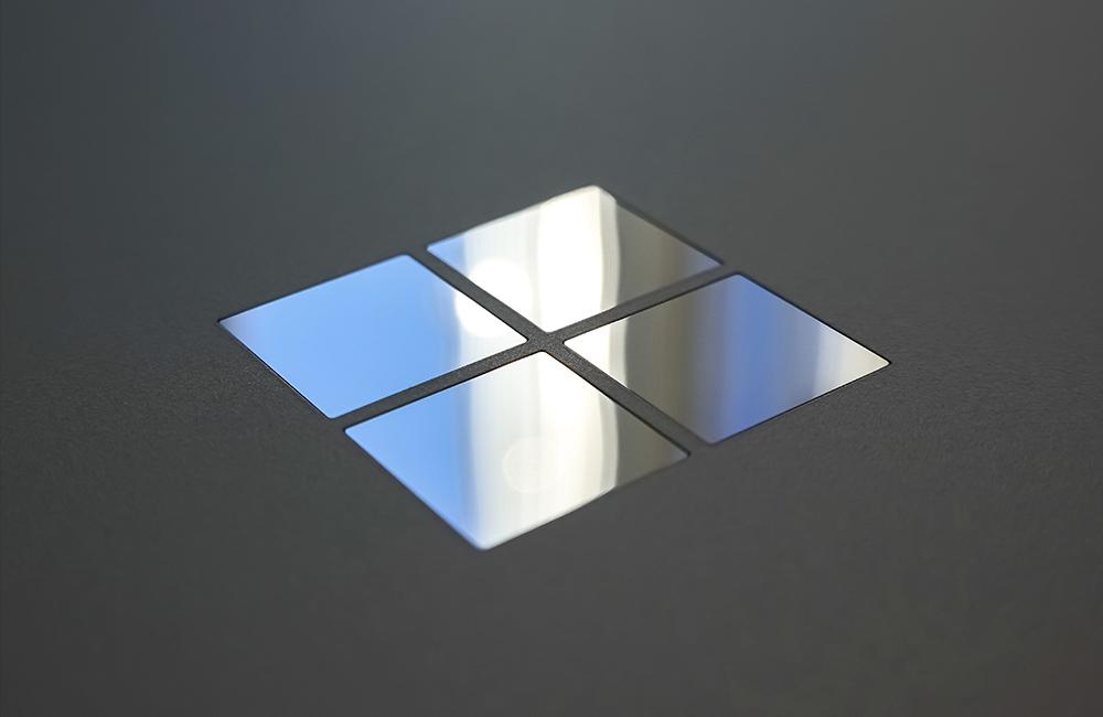 Microsoft logo on a laptop 