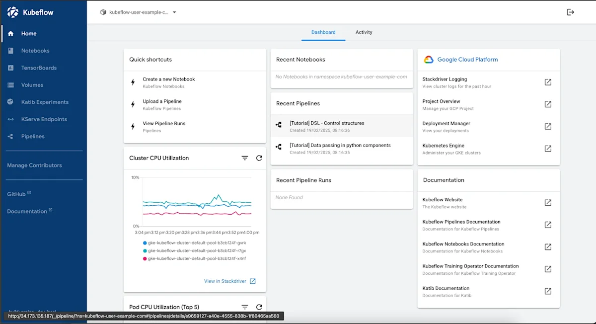 Kubeflow on GKE - kubeflow-dashboard