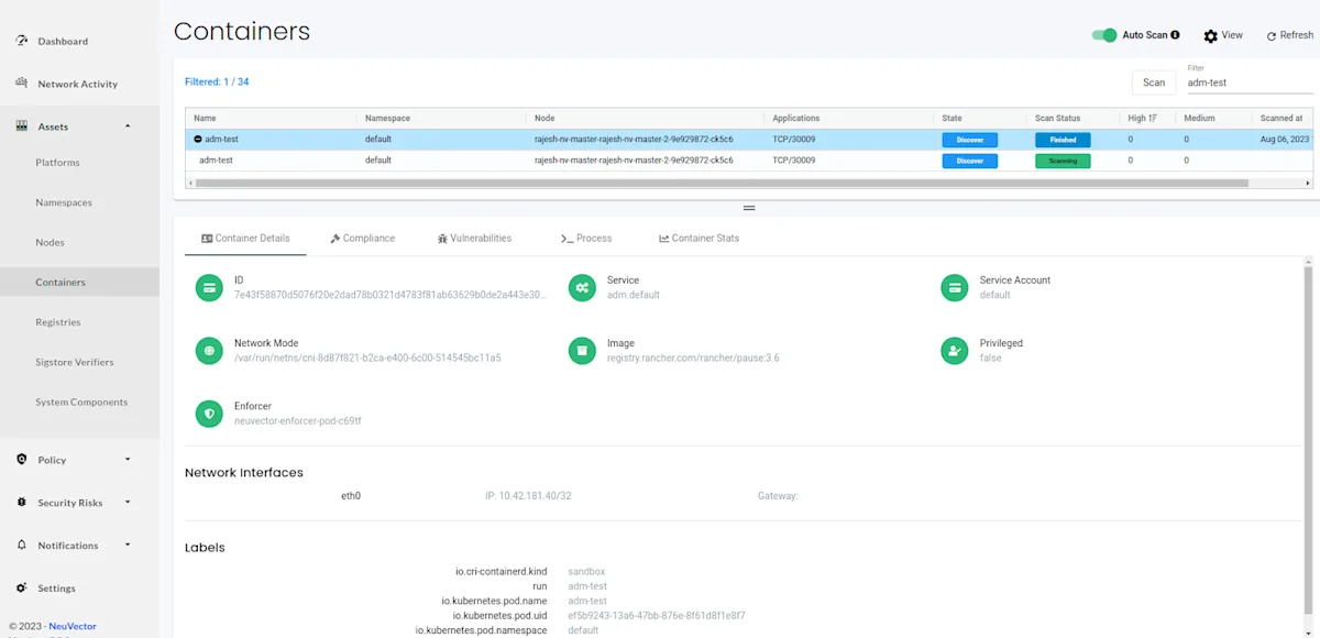 Asset containers - NeuVector