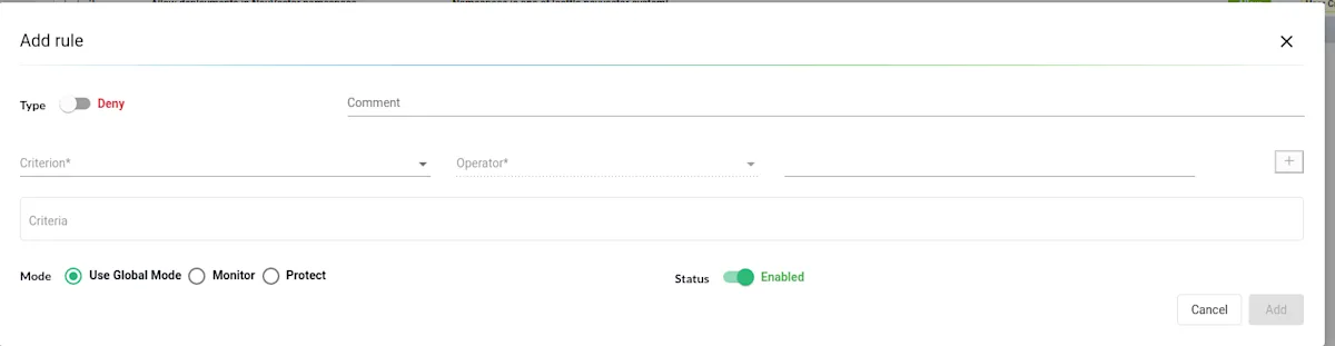 Add a new admission rule - NeuVector