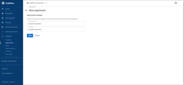Kubeflow on GKE - new-experiment