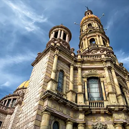 Looking up at historic building in Aguascalientes Mexico