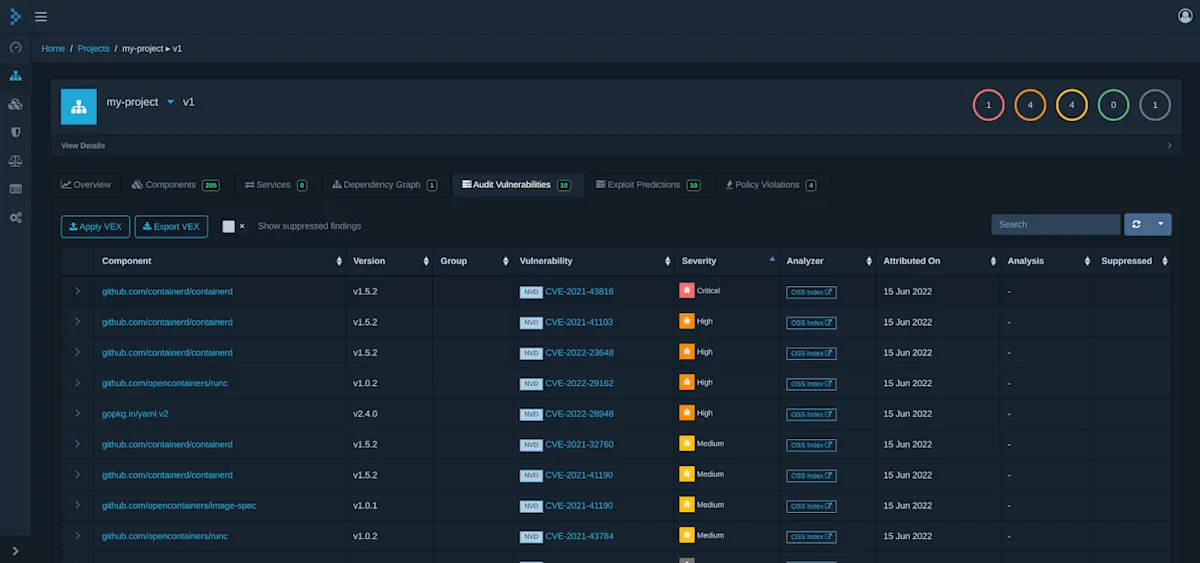 Audit Vulnerability Tab