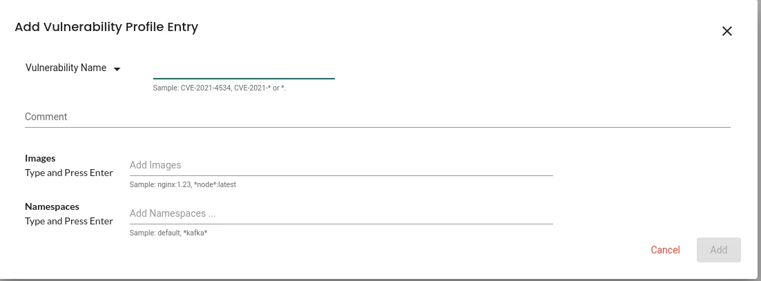 Vulnerability profile config - NeuVector