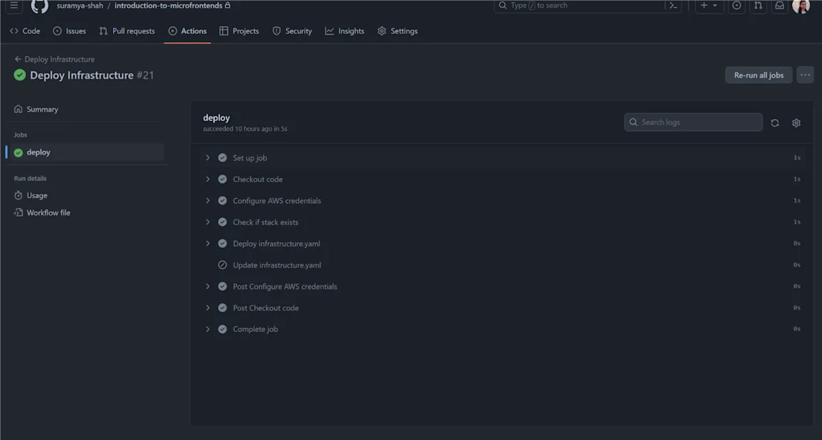 Introduction to Microfrontends - Deploy Infrastructure Snippet
