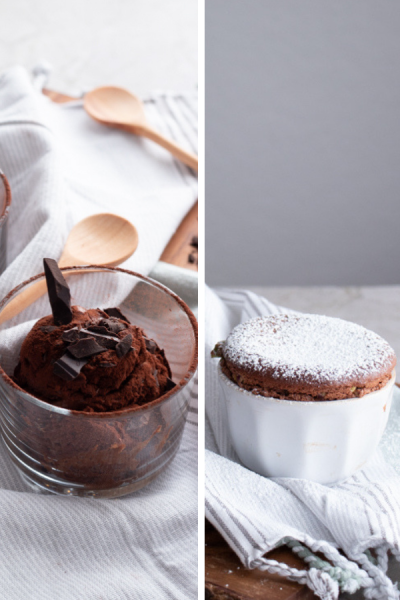 One recipe Two desserts : The magical Chocolate mousse and chocolate souffle recipe 