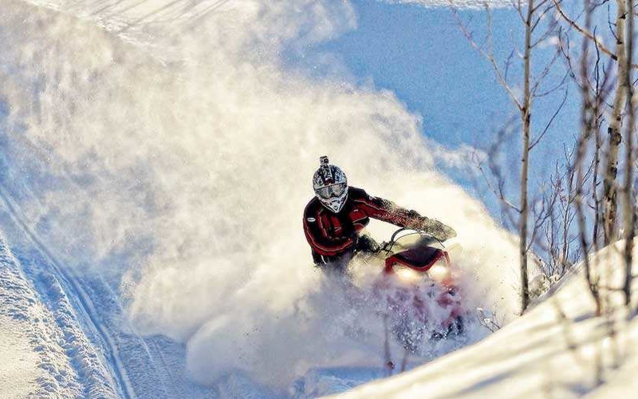 Backcountry Snowmobiling | Photo Gallery | 5 - For Beginners or Veterans For beginners or veterans, our two-hour Park City snowmobile tour takes you through a range of beautiful backcountry mountains venturing alongside aspen and pine all the way up to impressive views of Wyoming and Idaho.