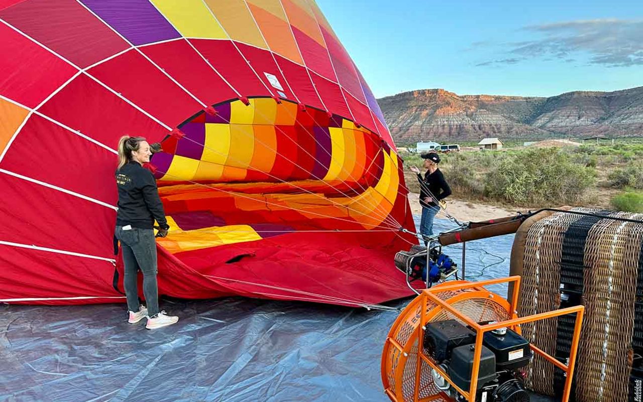 Setting up the hot air balloon