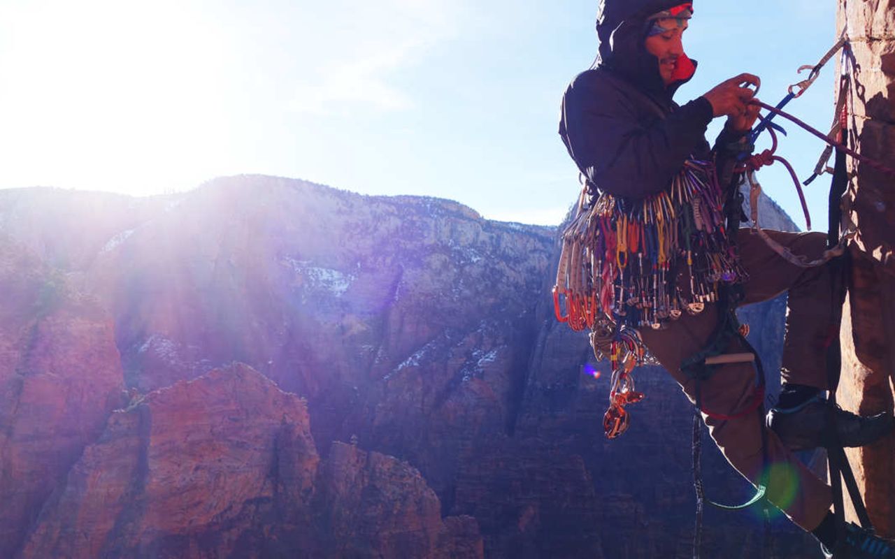 Zion is for Adventurers | Photo Gallery | 0 - Moonlight Buttress in Zion National Park - Climber
