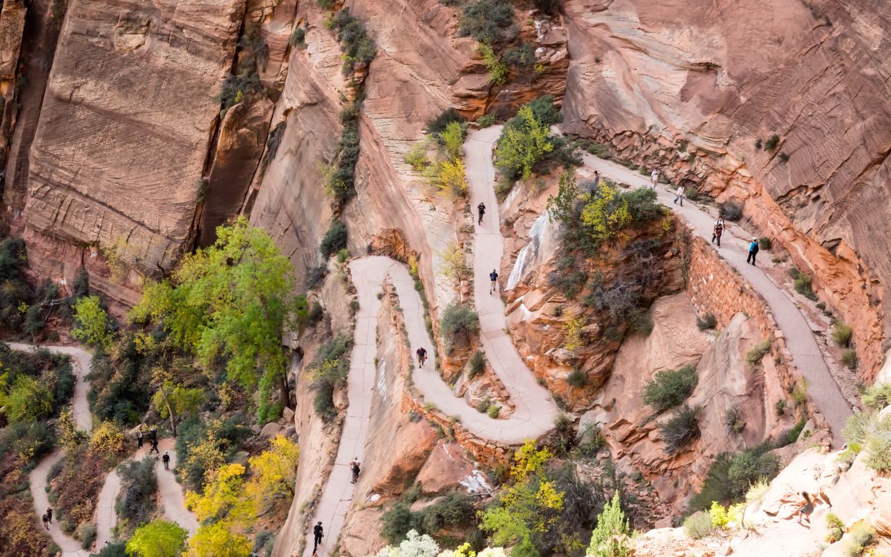 Angels Landing trail switchbacks. 