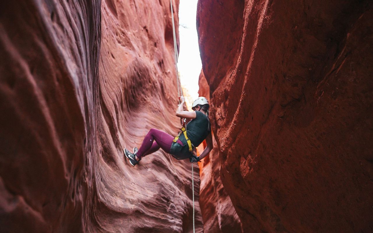 ROAM Outdoor Adventure Co | Photo Gallery | 9 - We teach you the ropes This canyon is well-known for its beauty and is the perfect place to experience rappelling for the first time. It begins with a small rappel which allows newcomers to get their first taste and "learn the ropes".