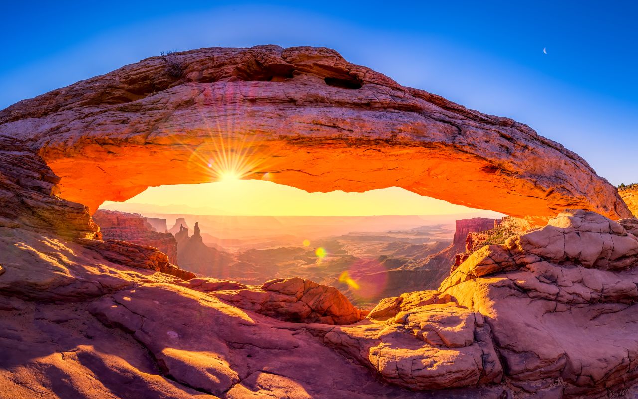 Mesa Arch is a popular hike in Canyonlands National Park. 