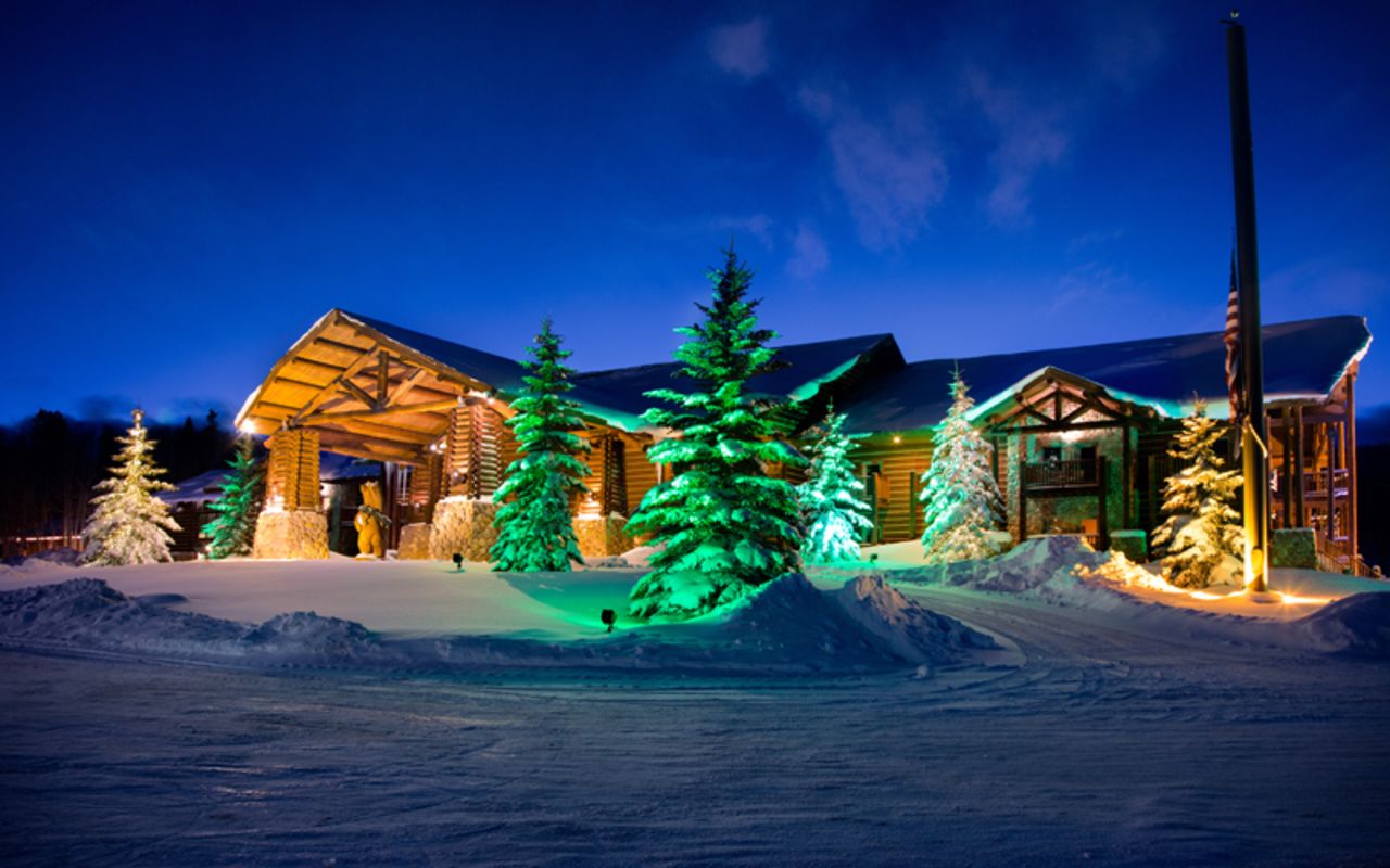 Daniel's Summit Guides & Rentals | Photo Gallery | 4 - Cozy Winter Getaways Daniels Summit Lodge Entrance Winter