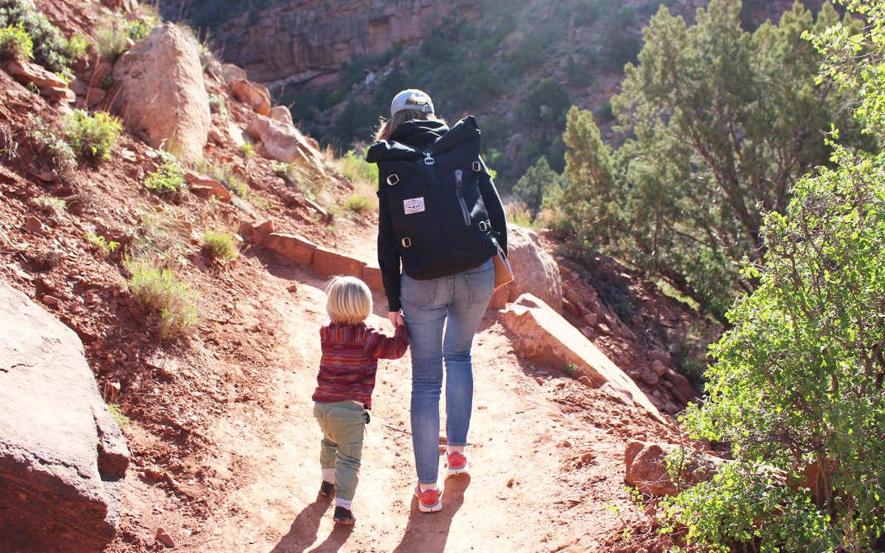 Hiking in Zion | Photo Gallery | 7 - Mother and Child Hiking in Zion National Park Utah