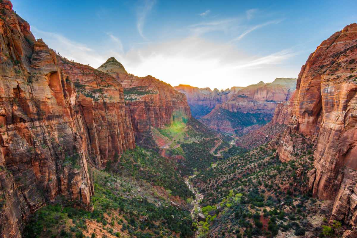 Zion National Park - View from  the  Zion Canyon Overlook Trail in Zion National Park