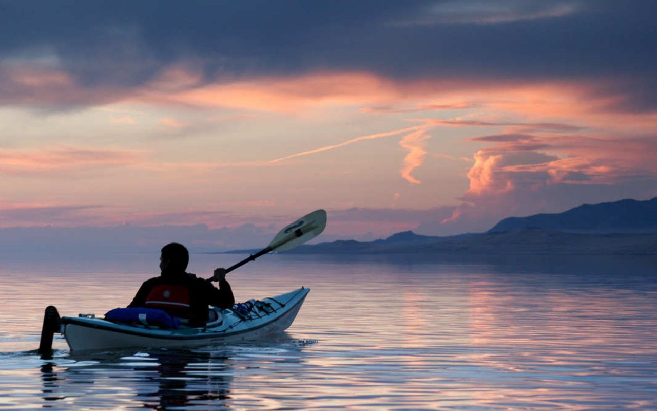 Davis County | Photo Gallery | 4 - Kayaking on the Great Salt Lake at Sunset