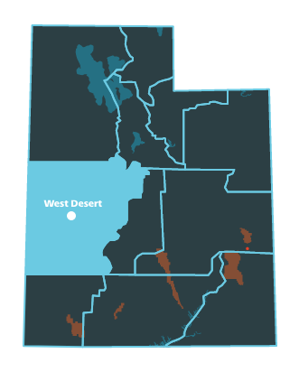 West Desert Utah Region Map without city name 