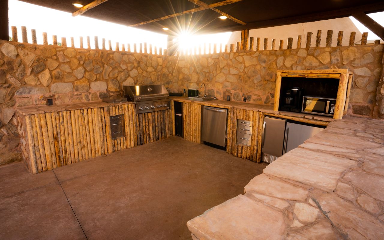 Enjoy preparing meals in the teepees' large kitchen space. 