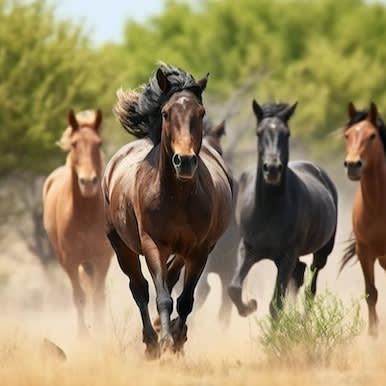 Wild Horses Mobile Size - Wild horses run together 