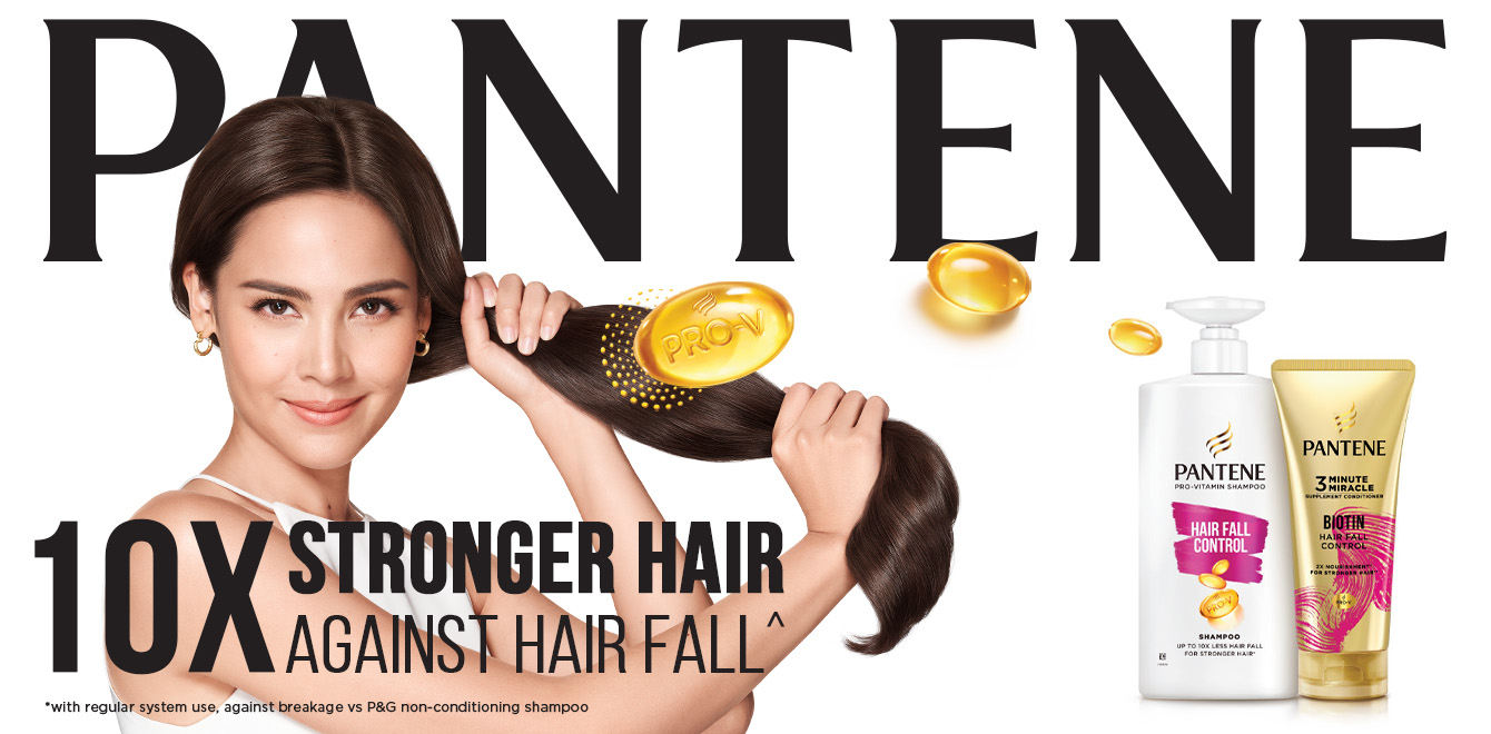 Pantene 10x stronger hair against hair fall banner