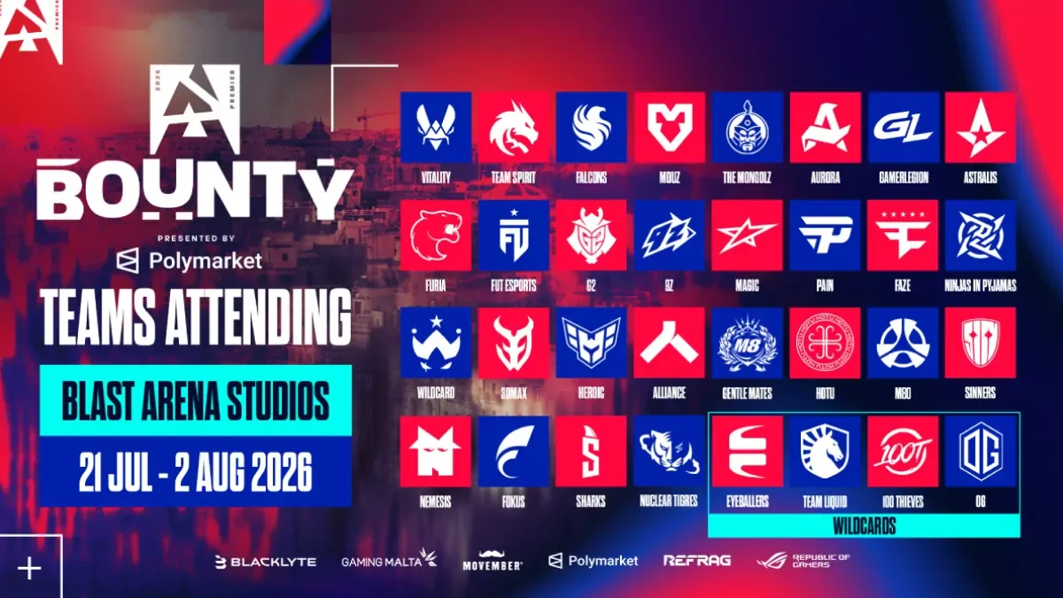 Counter-Strike 2's BLAST Bounty Season 2 Starts July 21, and - BLAST Bounty Season 2 2026 invited teams graphic