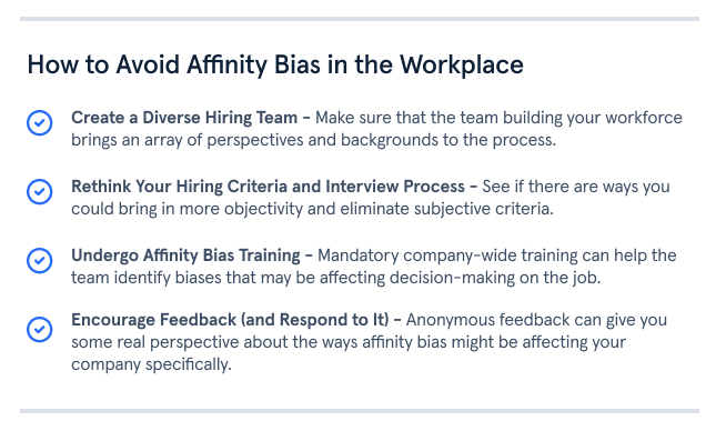 how to prevent affinity bias at work