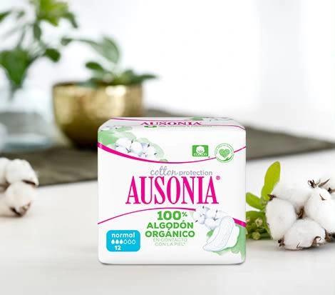 Ausonia Compresas 100% Algodón Orgánico Absorción Normal 12 uds