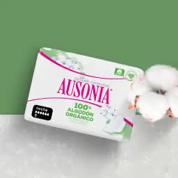 Compresas de Algodon Organico Ausonia Cotton Protection Noche con Alas 9U