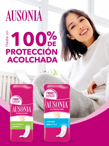 Las compresas Ausonia Clásica Normal y Extraplana ofrecen una protección 100 % acolchada.