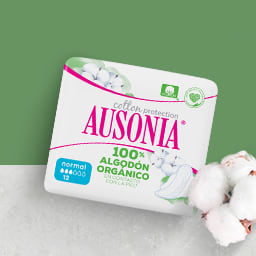 Compresas de Algodon Organico Ausonia Cotton Protection Noche con Alas 9U