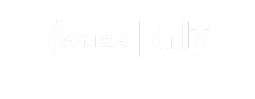 The WNBA and Ally logos. Official Banking Partner of the WNBA