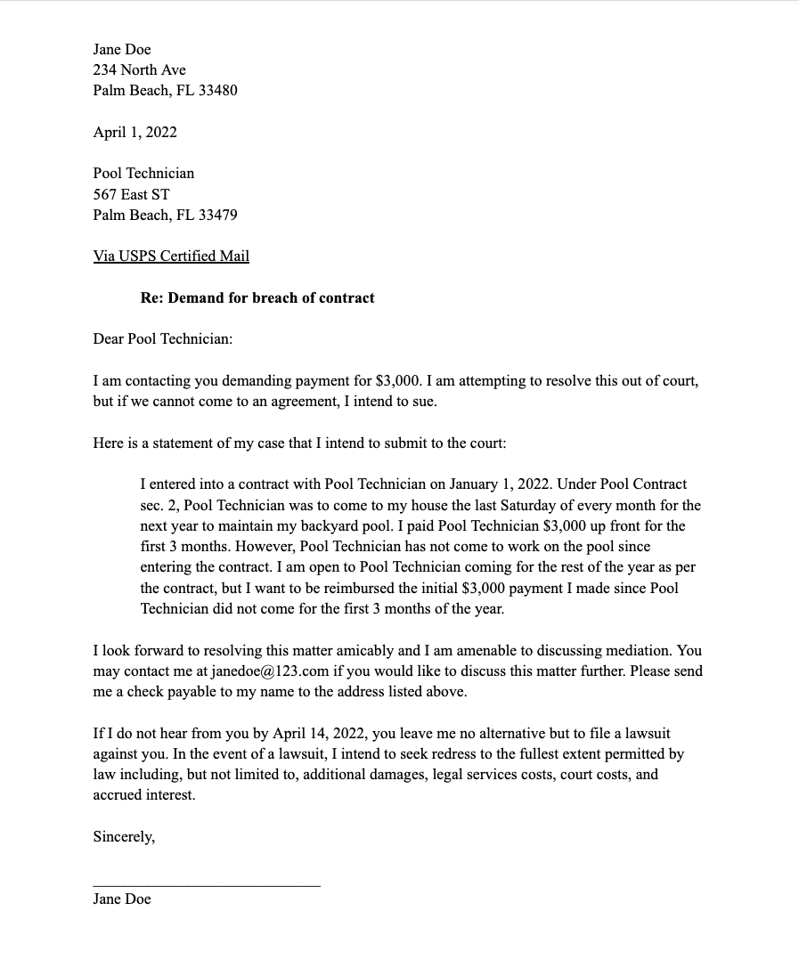 letter of agreement template