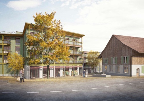 Visualisierung Alterssiedlung Illnau mit Migros Supermarkt