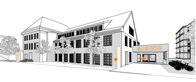 Skizze Migros Neu St.Johann (Ansicht Nord)