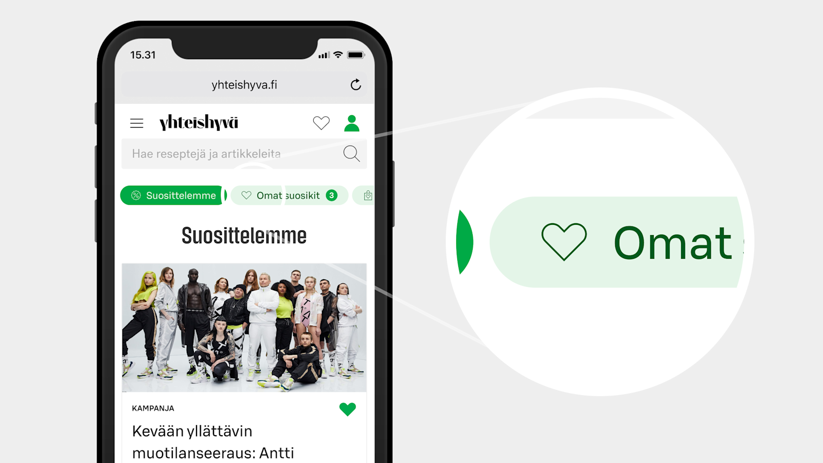 Tallentamasi edut löytyvät Omat suosikit –painikkeen alta 