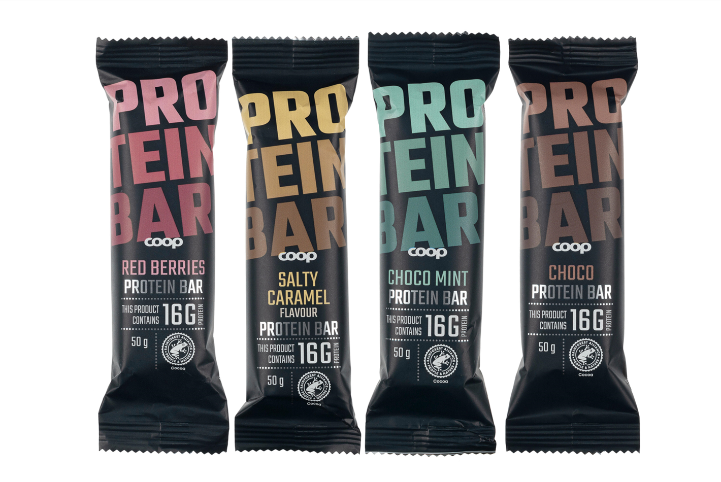Coop proteiinipatukat: Red Berries, Salty Caramel, Choco Mint ja Choco