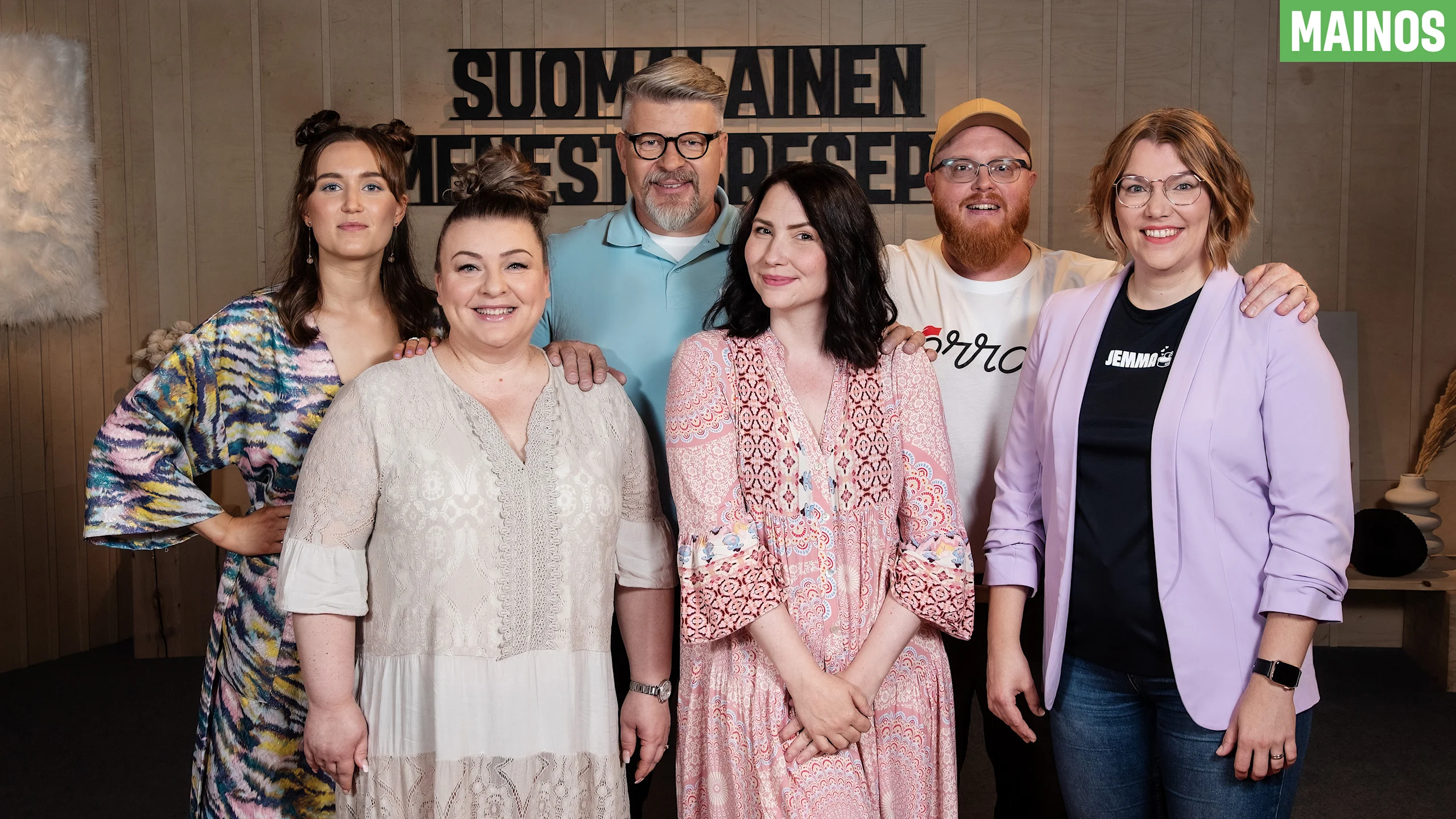 Kuvassa Suomalainen menestysresepti 2023 -finalistit vasemmalta oikealle: Kaisa, Mimi, Tero, Nanne, Roy ja Mari