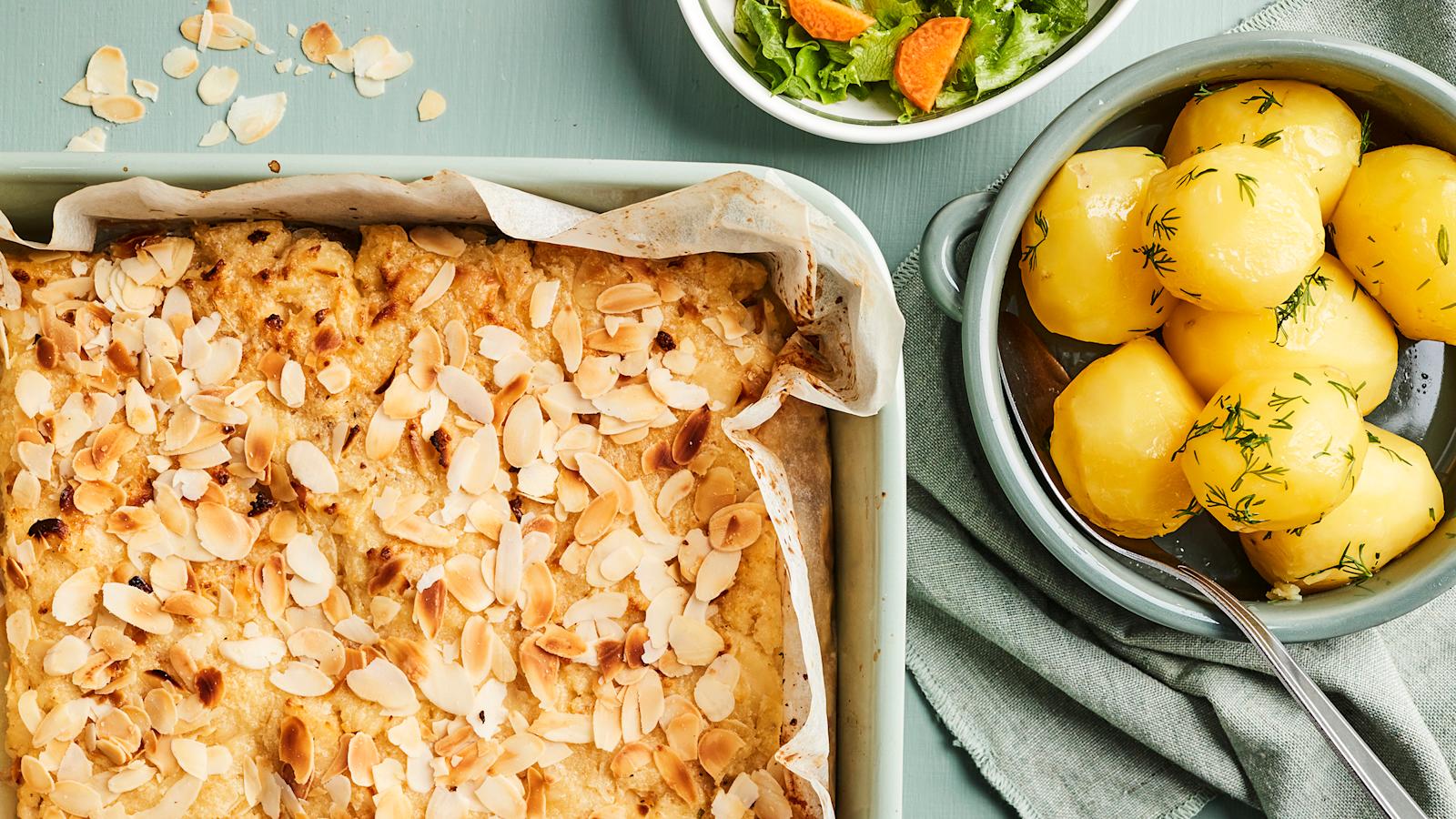 Mantelikala uunivuoassa ja keitetyt perunat