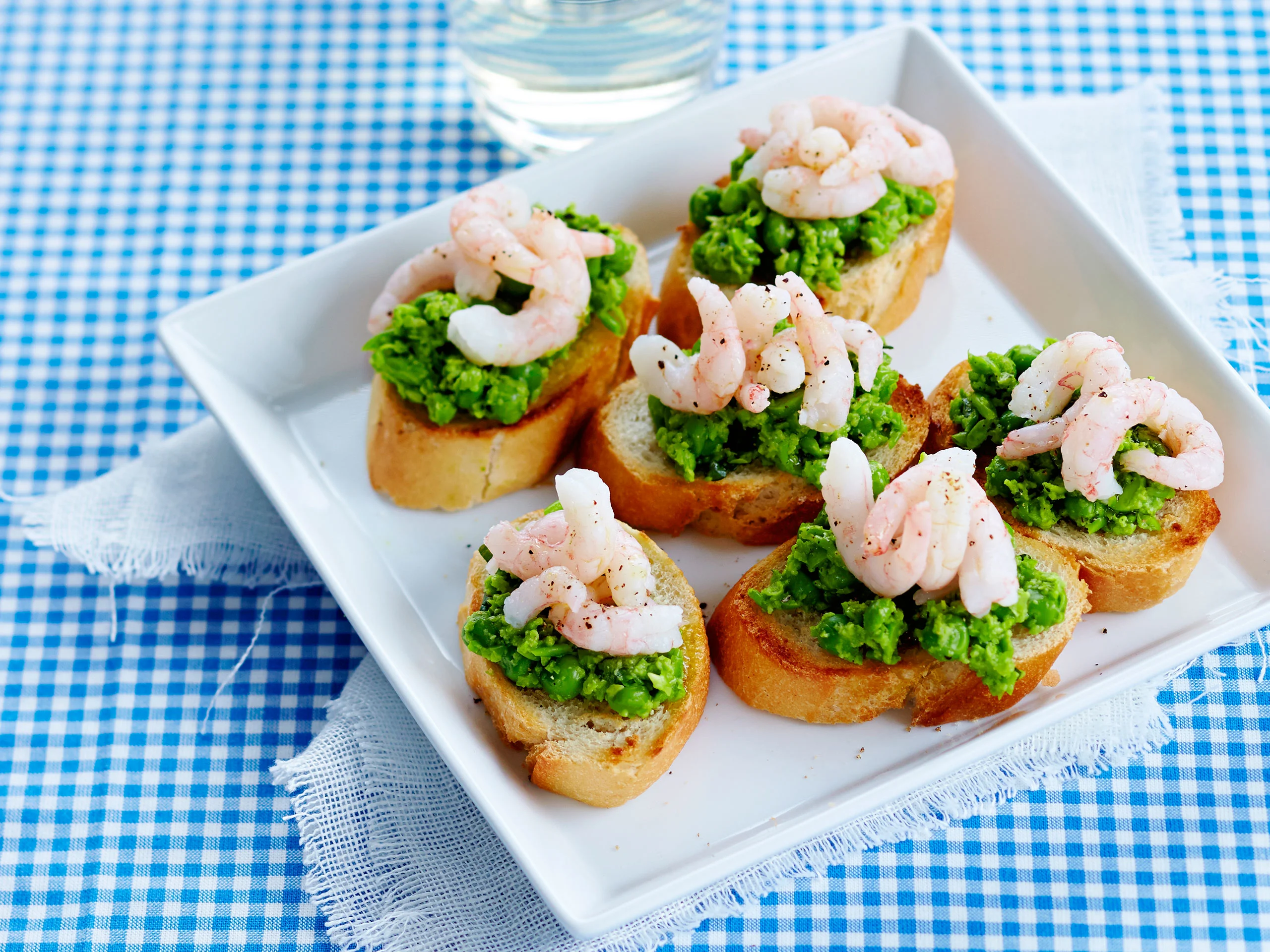 Katkarapu-hernebruschettat