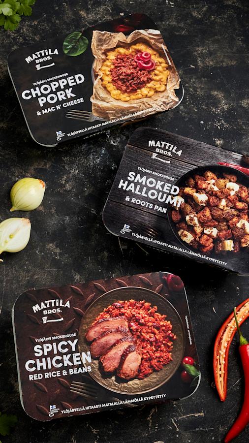Valmisruokien makuvaihtoehdot ovat savustettu possu, halloumijuusto sekä mausteinen kana.
