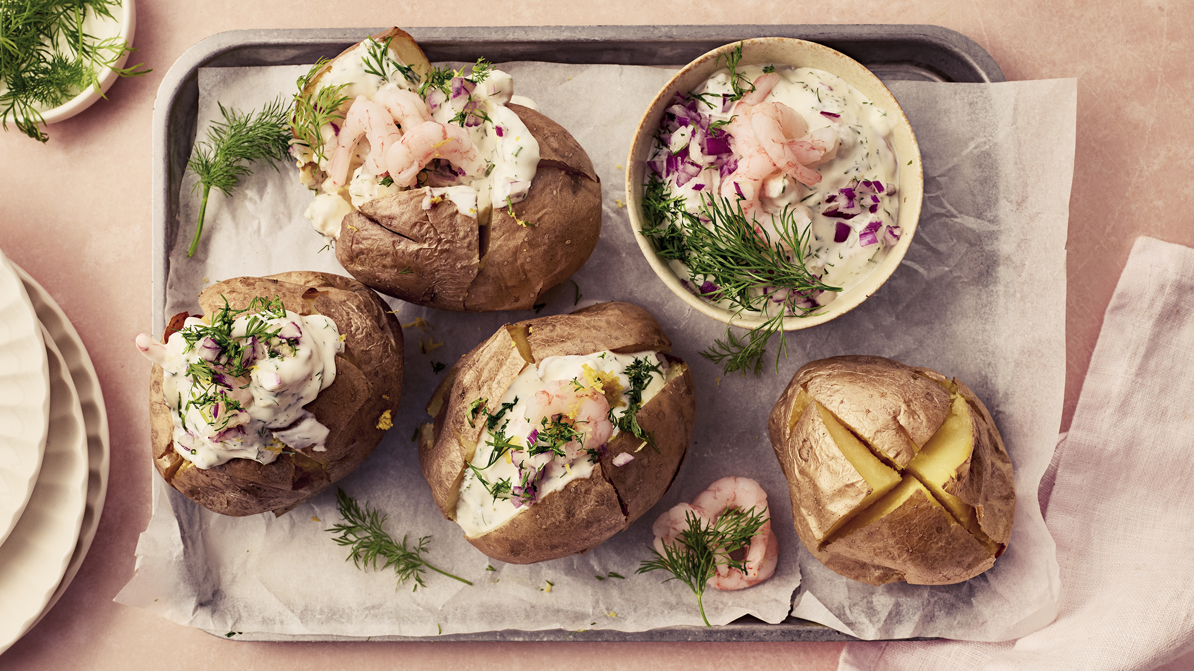 Uuniperunat ja katkaraputäyte