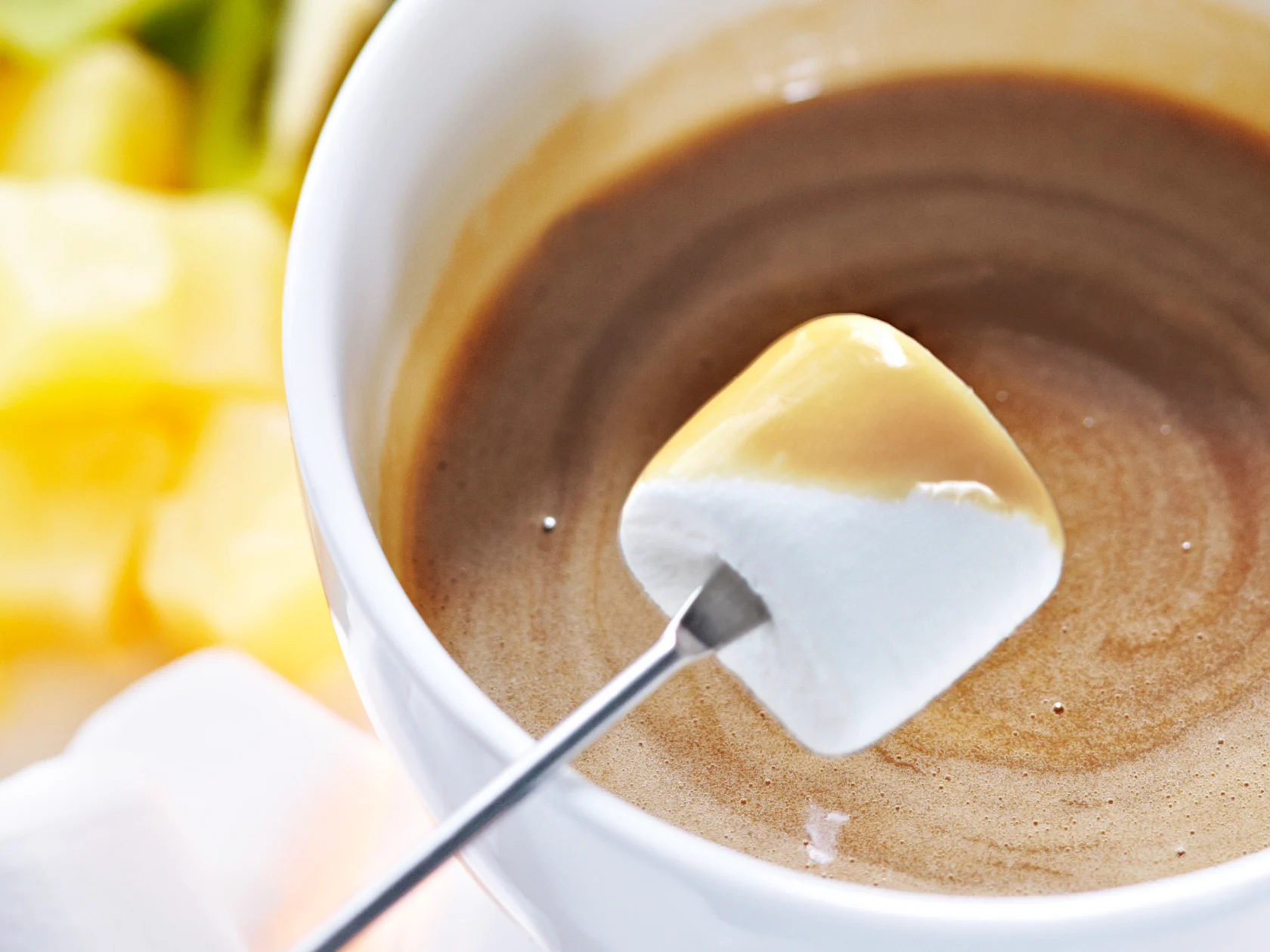 Cappuccino-valkosuklaafondue