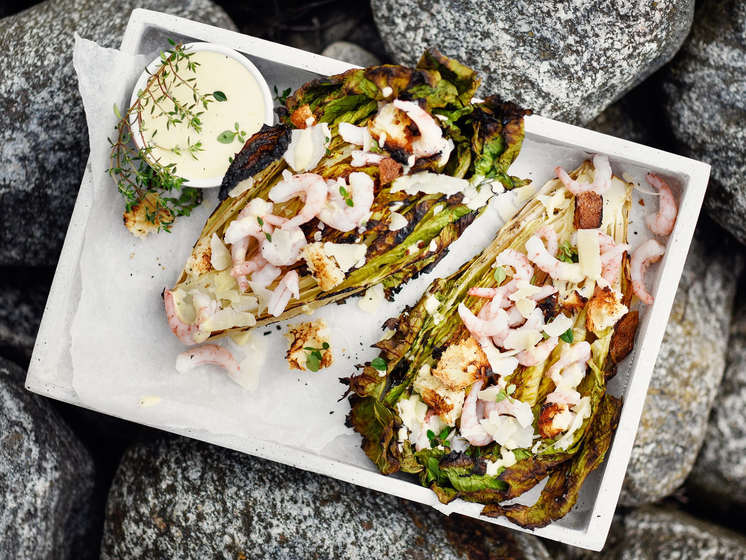 Grillattu katkarapusalaatti